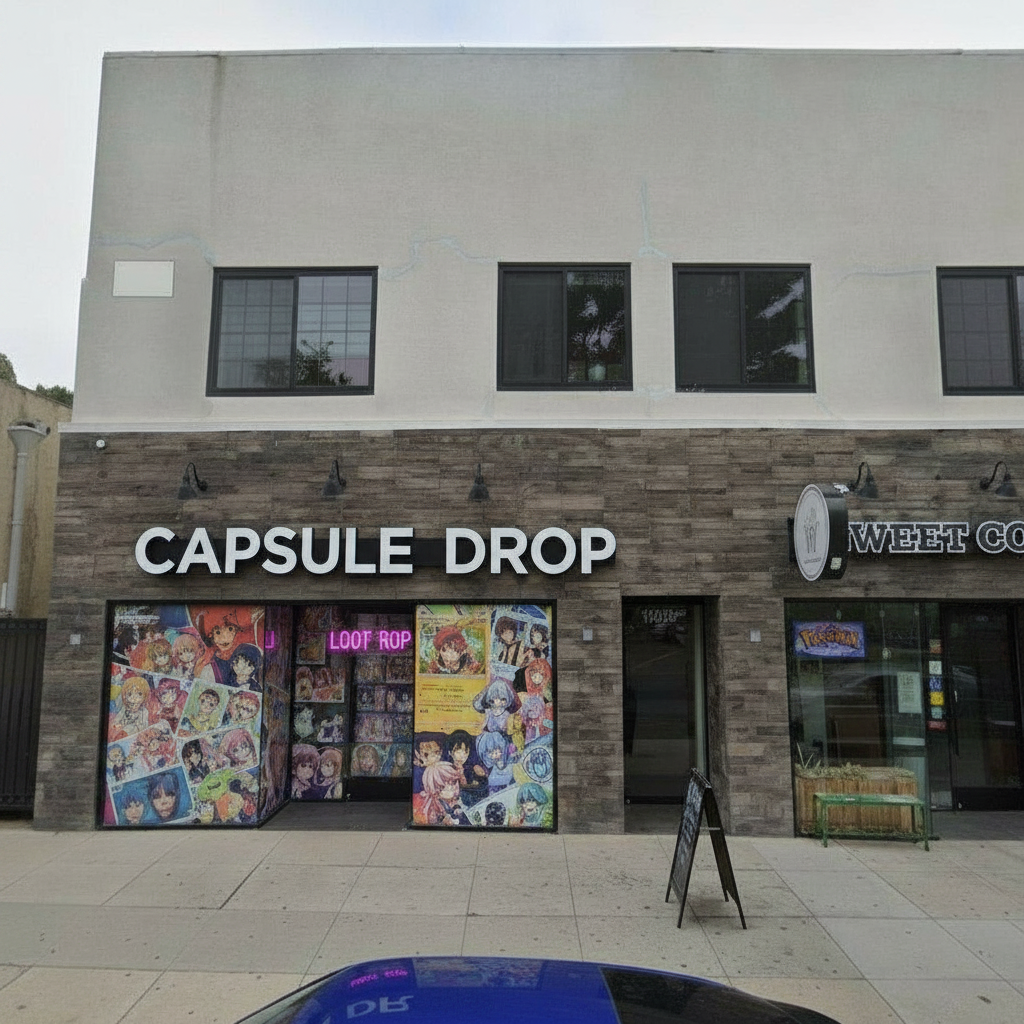 CAPSULE DROP — Daytime Exterior · Channel letters · Anime vinyl wrap