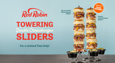 Red Robin Towering Double Cheeseburger Sliders on King's Hawaiian Rolls